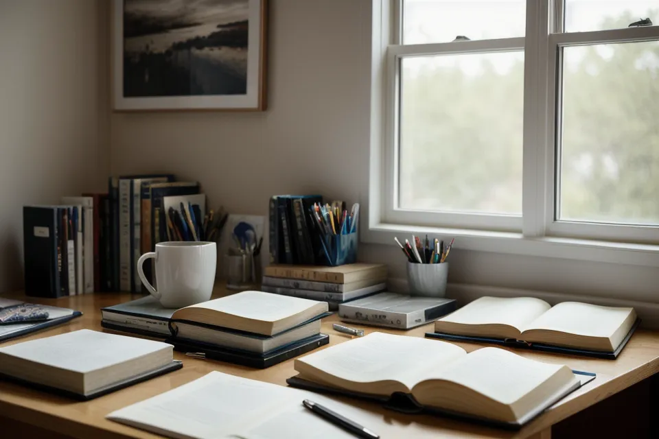 Portátil y cuaderno organizados para trabajar la memoria y el foco al planificar las clases con menos ansiedad.